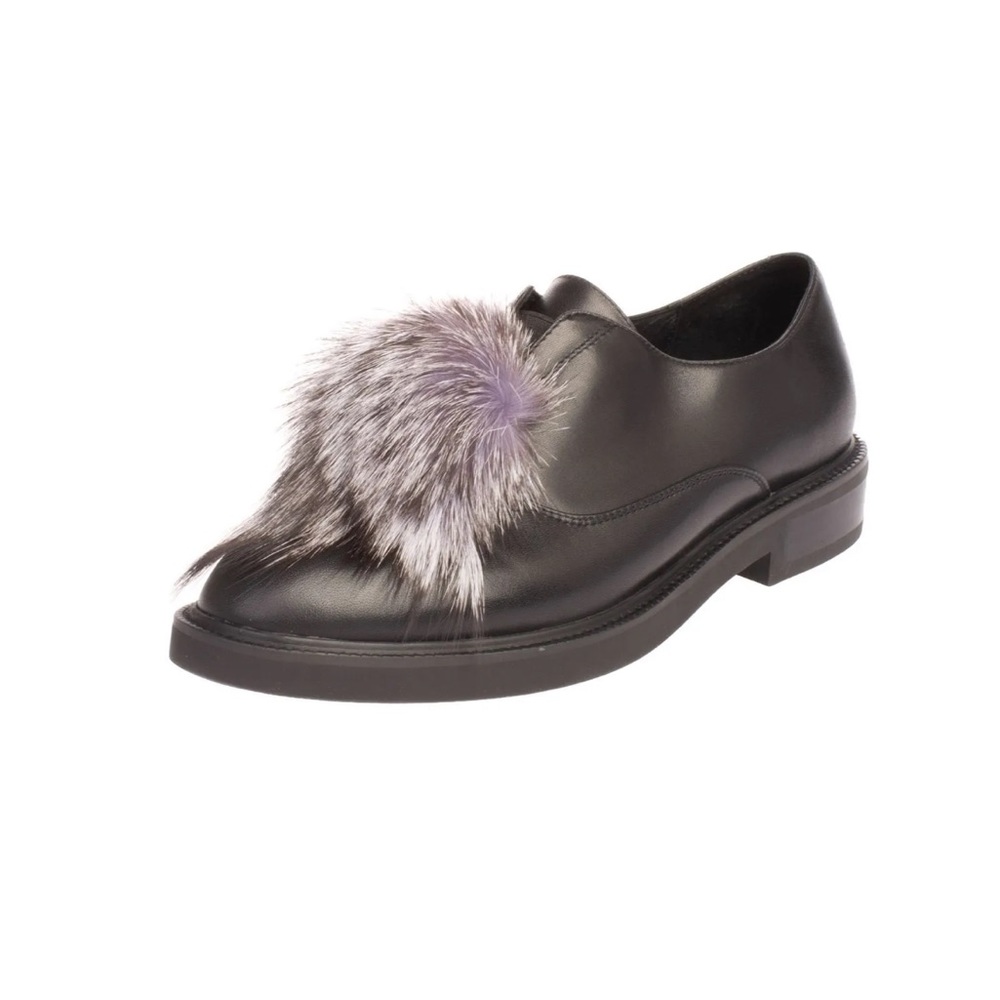 - New  Emanuelle Vee leather shoes with real fur pom pom 7